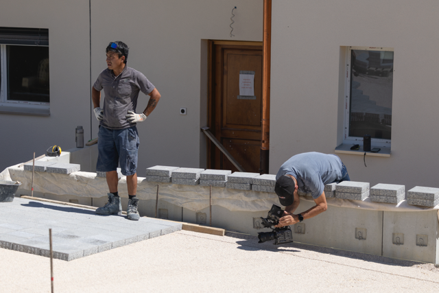 Équipe de chantier Horizon Vert pendant le tournage