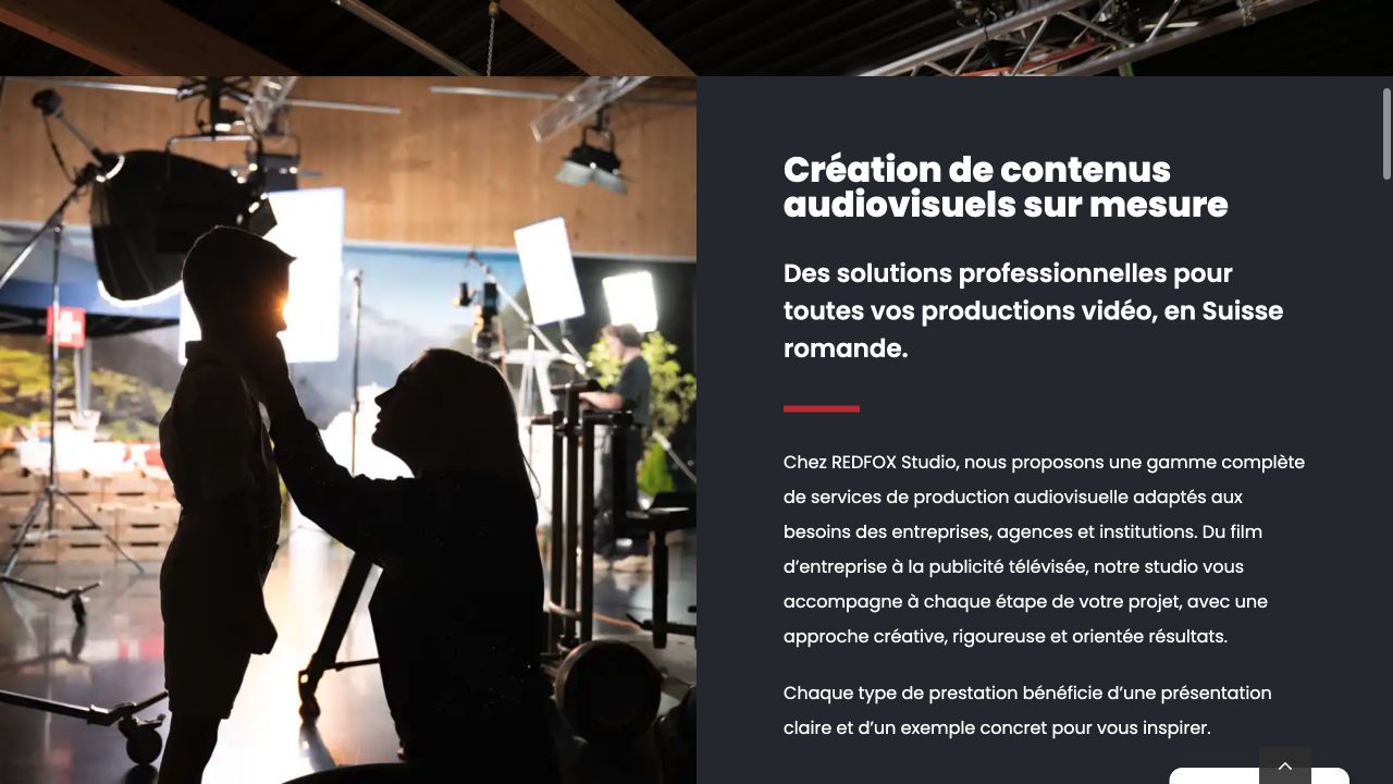 Section presenting custom audiovisual content creation