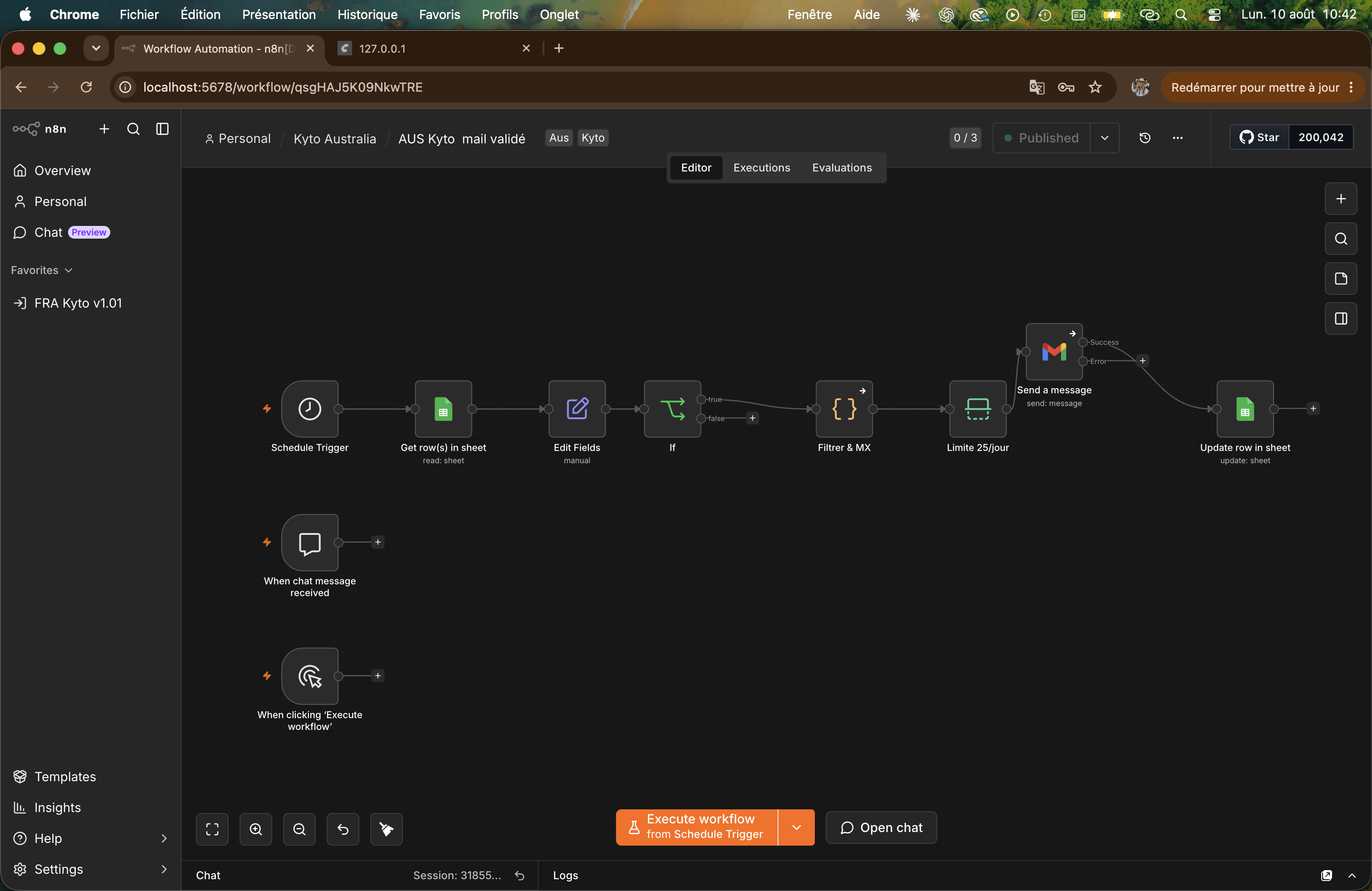 Workflow n8n d’envoi quotidien avec une limite définie