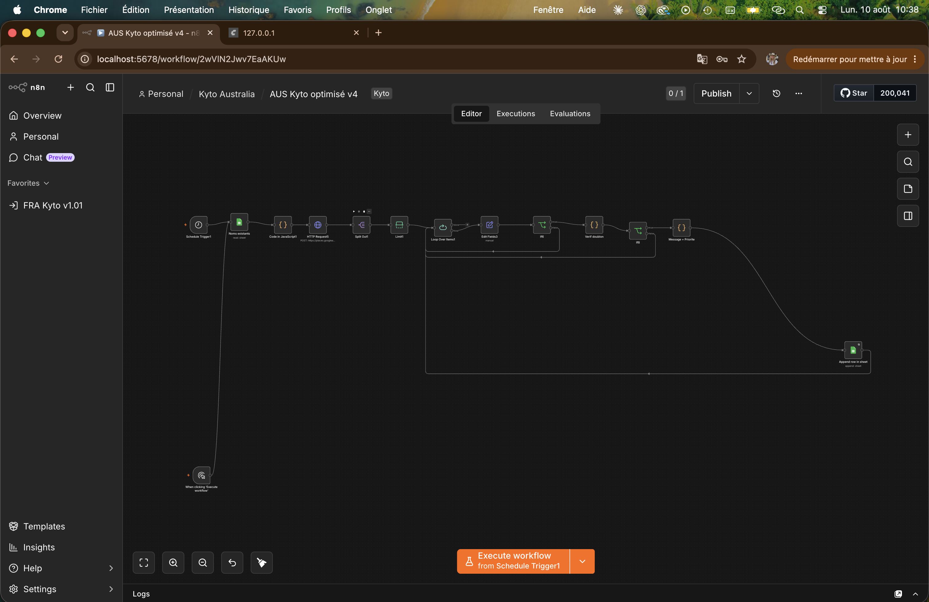 Workflow n8n de recherche de lieux ciblés pour Kyto