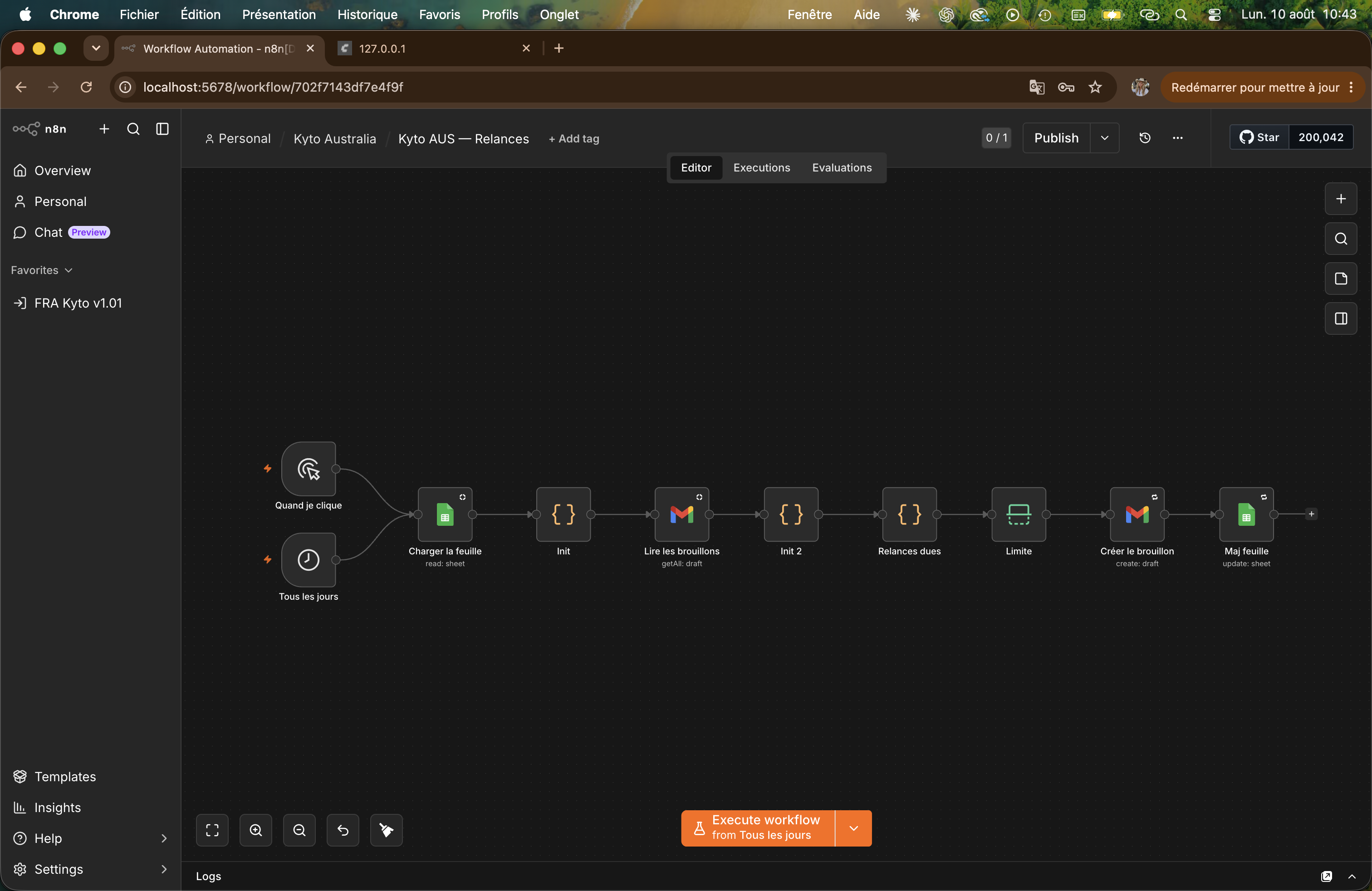 Workflow n8n de relance automatique et de mise à jour de la base