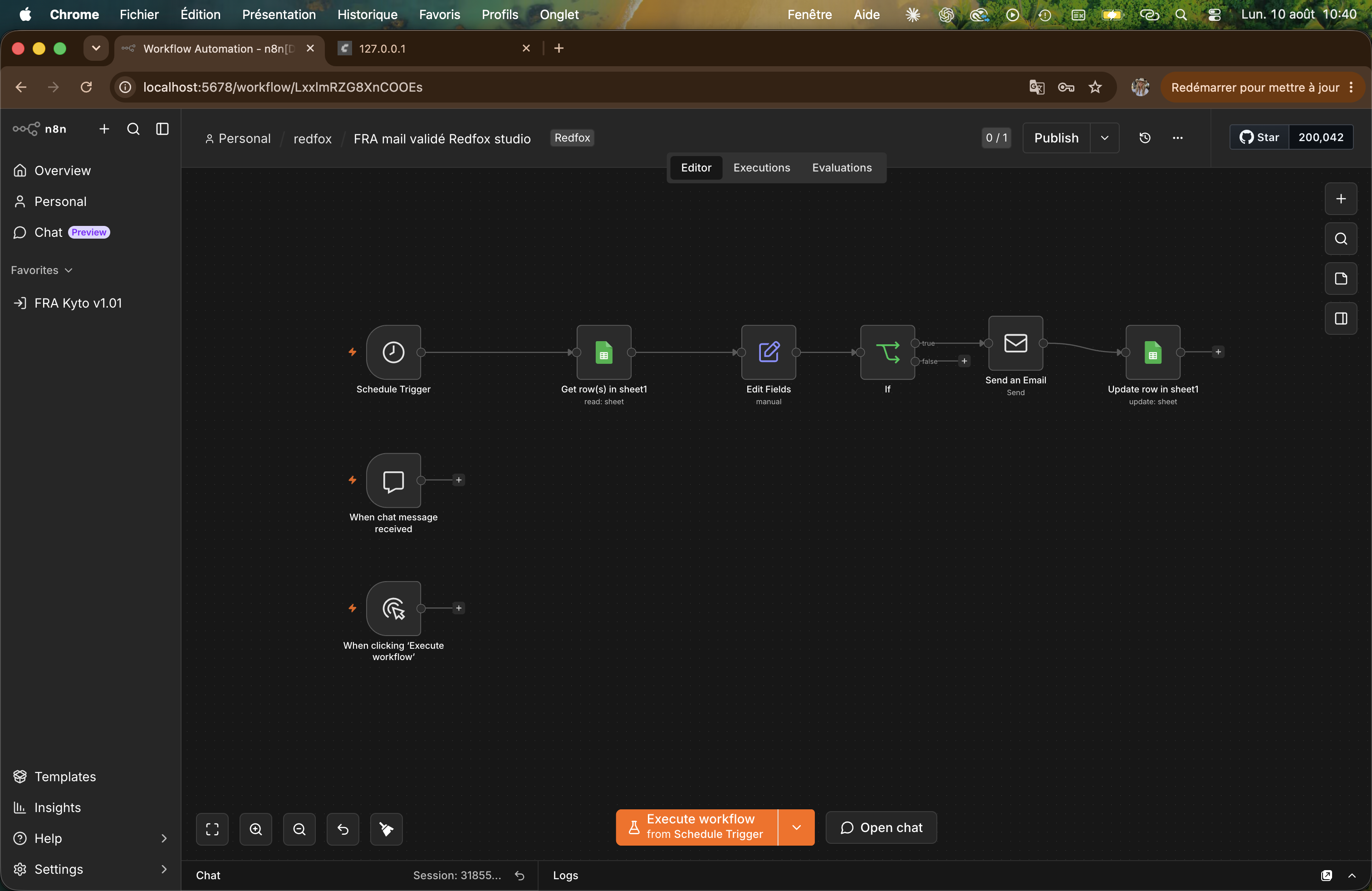 Workflow n8n d’envoi planifié des courriels
